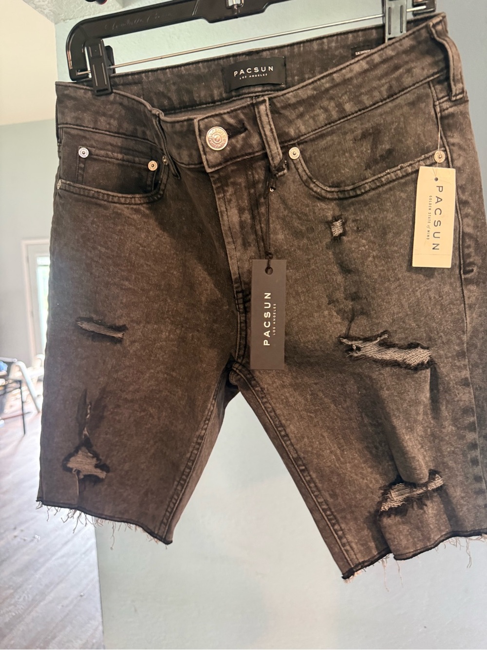 PacSun Washed Black Distressed Denim Jean Shorts
